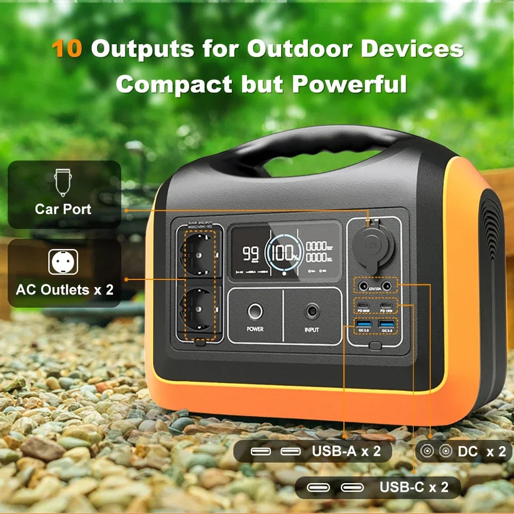 Stazione di alimentazione di backup con carica da 1200 W, batteria Lifepo4, sistema energetico, generatore solare portatile, set di pannelli, stazione di alimentazione da 1000 W