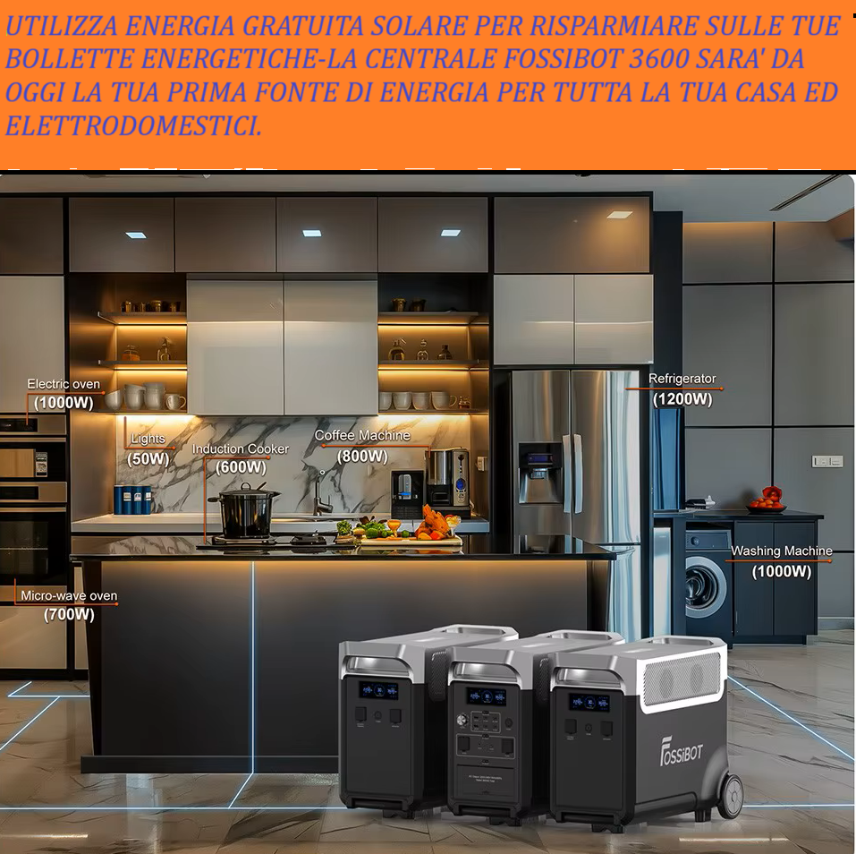 FOSSiBOT F3600 Pro Centrale Elettrica Portatile, Batteria LiFePO4 da 3840Wh, Espandibile Fino a 11,52kwh, Uscita CA 3600 W, Ingresso Solare da 2000W, Power Station per Domestico, Campeggio, Viaggio