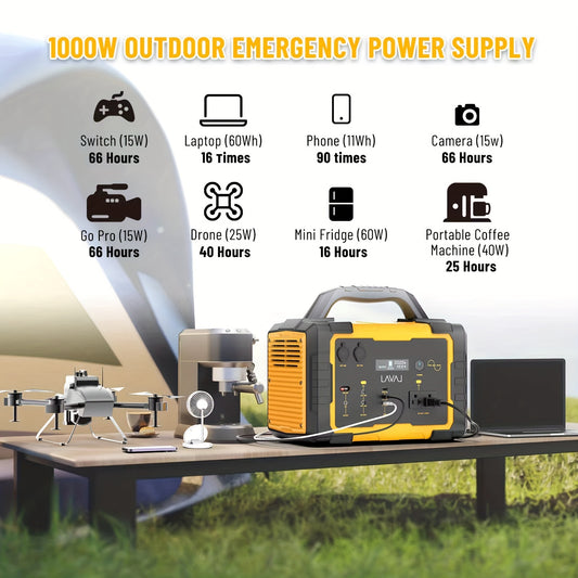 Centrale elettrica portatile con pannello solare, generatore solare da 293 Wh-1075 Wh con uscita USB-C PD da 60 W, uscita CA a onda sinusoidale pura da 110 V, torcia elettrica, batteria LiFePO4
