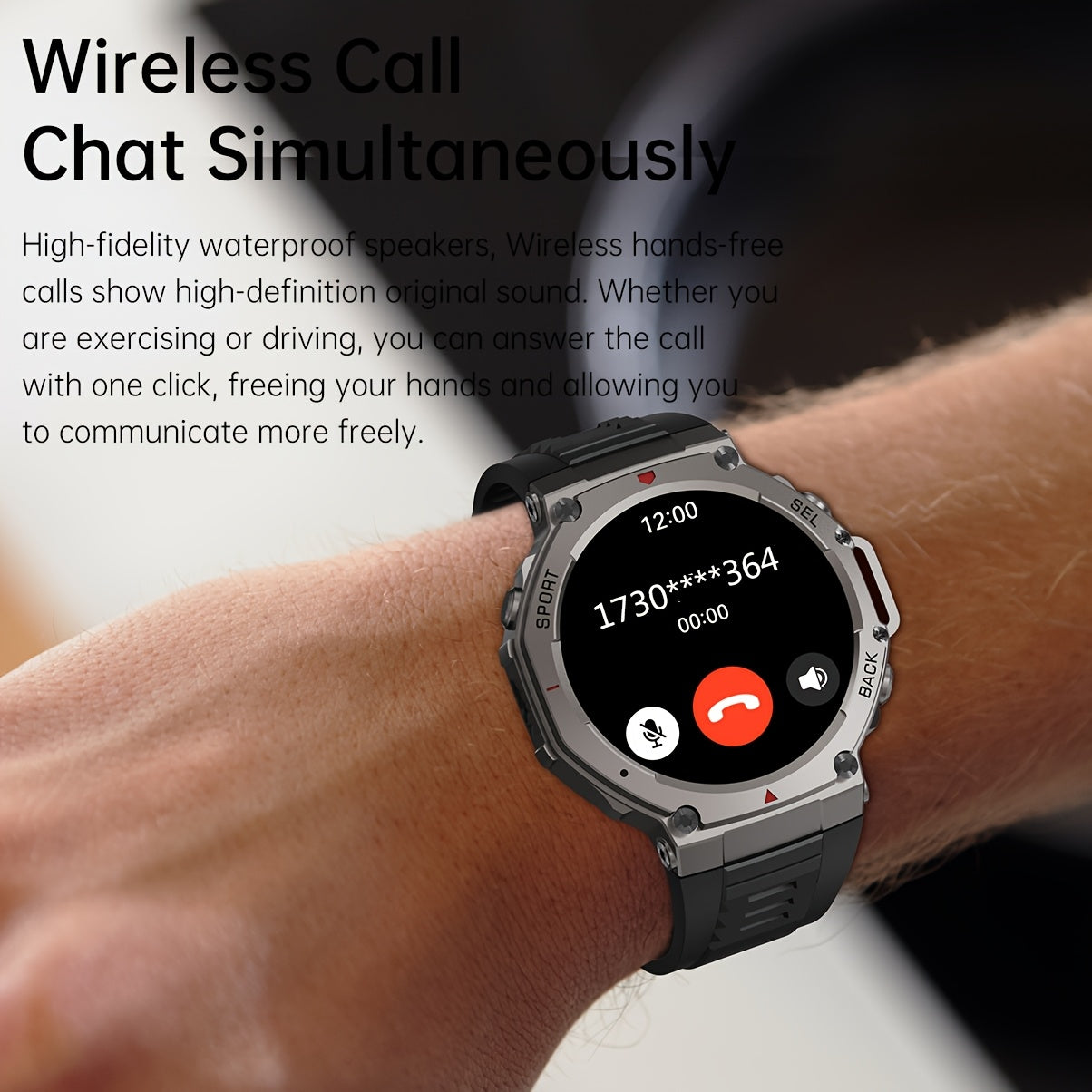 Ciberer Smart Watch Answer/Make Calls, GPS integrato, 3.63cm AMOLED Display, 5 ATM, Bussola, Altitudine, Pressione, 200+ Cloud Dials, Wireless, Ricarica USB, Lega e Silicone, Batteria al litio 500mAh, Altitude Tracker, Com