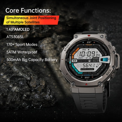Ciberer Smart Watch Answer/Make Calls, GPS integrato, 3.63cm AMOLED Display, 5 ATM, Bussola, Altitudine, Pressione, 200+ Cloud Dials, Wireless, Ricarica USB, Lega e Silicone, Batteria al litio 500mAh, Altitude Tracker, Com