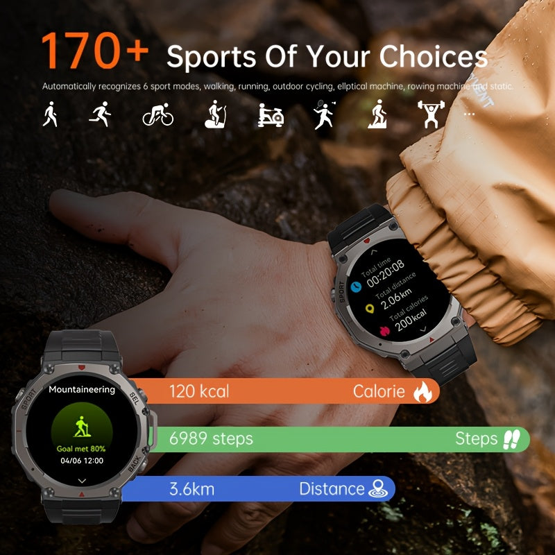 Ciberer Smart Watch Answer/Make Calls, GPS integrato, 3.63cm AMOLED Display, 5 ATM, Bussola, Altitudine, Pressione, 200+ Cloud Dials, Wireless, Ricarica USB, Lega e Silicone, Batteria al litio 500mAh, Altitude Tracker, Com