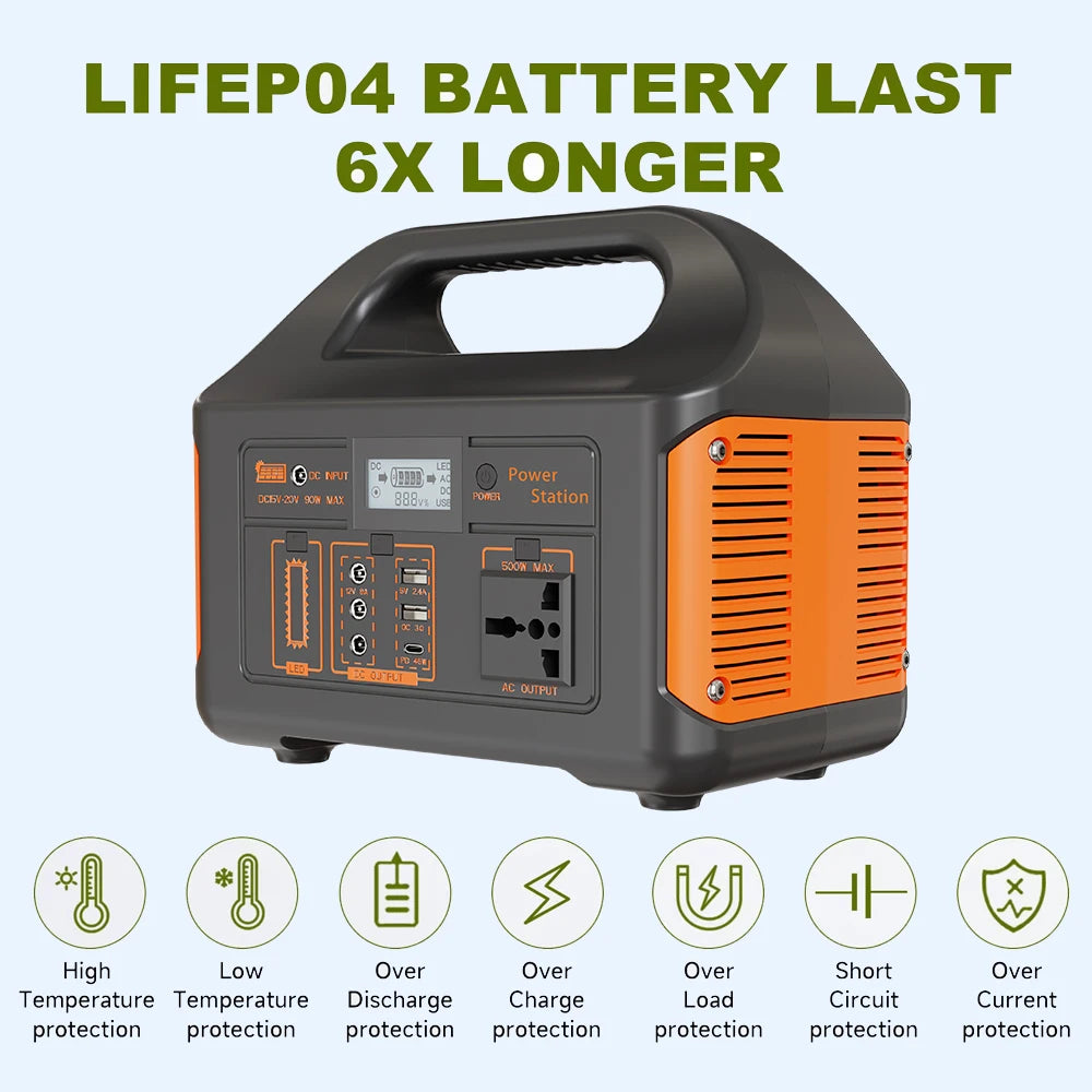 jsdsolar 100W 300W 500W Portable Power Station Pure Sine Wave Solar Generator 110V/220V UPS Camping Charging Station Power Bank