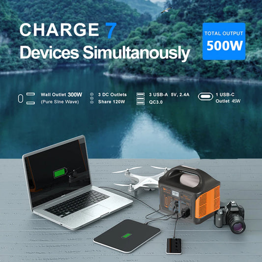 jsdsolar 100W 300W 500W Portable Power Station Pure Sine Wave Solar Generator 110V/220V UPS Camping Charging Station Power Bank
