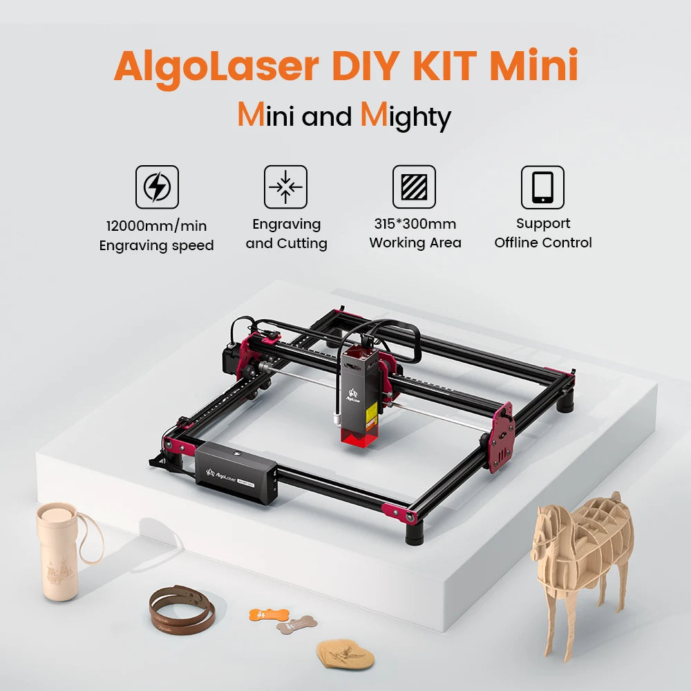 ALGO Laser Engraving Cutting Machine CNC Roller Rotary DIY Printer Graving Tool Powerful Woodworking Metal Wood Leather Acrylic
