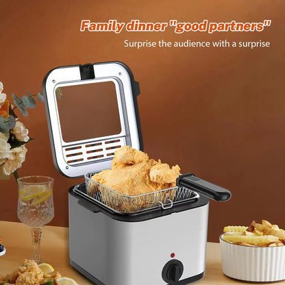 1000W 2.5L Electric Deep Fryer French fry Machine Oven Oil Hot Pot Fried Chicken Grill Adjustable Thermostat Kitchen Cooking