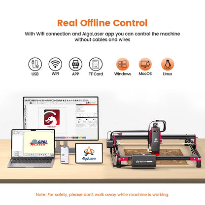 ALGO Laser Engraving Cutting Machine CNC Roller Rotary DIY Printer Graving Tool Powerful Woodworking Metal Wood Leather Acrylic