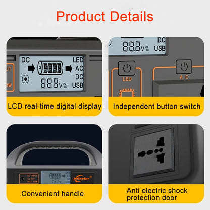 jsdsolar 100W 300W 500W Portable Power Station Pure Sine Wave Solar Generator 110V/220V UPS Camping Charging Station Power Bank