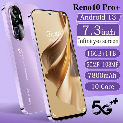 New Reno10 Pro 5G Smartphone: 7.3" HD+ Display 16GB+1TB 108MP+50MP Dual Cameras 7800mAh Battery Snapdragon 8 Gen 2 Android 13