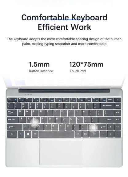 Ultra sottile Windows 11 Computer portatile 14.1" 12GB RAM 512GB 1TB SSD Intel N4000 Notebook Gamer 1920*1080 ufficio studio computer PC
