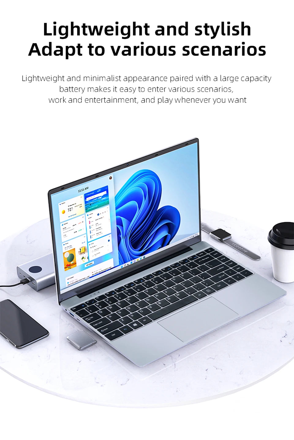 Ultra sottile Windows 11 Computer portatile 14.1" 12GB RAM 512GB 1TB SSD Intel N4000 Notebook Gamer 1920*1080 ufficio studio computer PC