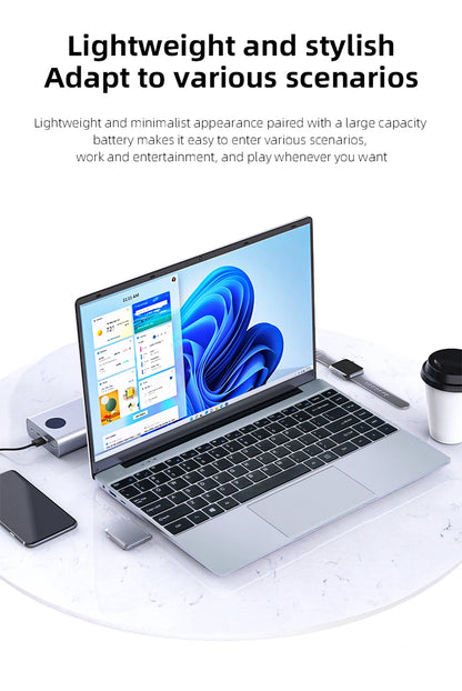 Ultra sottile Windows 11 Computer portatile 14.1" 12GB RAM 512GB 1TB SSD Intel N4000 Notebook Gamer 1920*1080 ufficio studio computer PC