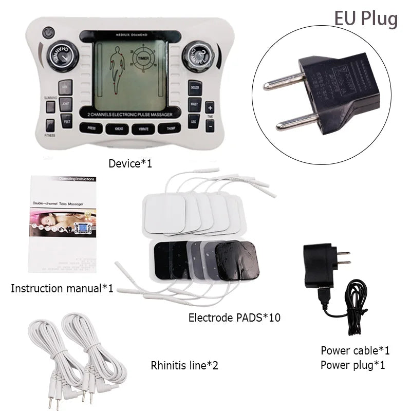 Electronic Pulse Massager Tens Ems Macchina per il massaggio del muscolo elettrico del nervo stimolatore Agopuntura Fat Burner Sollievo dal dolore