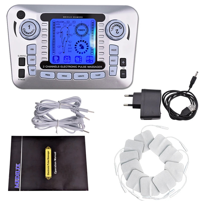 Electronic Pulse Massager Tens Ems Macchina per il massaggio del muscolo elettrico del nervo stimolatore Agopuntura Fat Burner Sollievo dal dolore