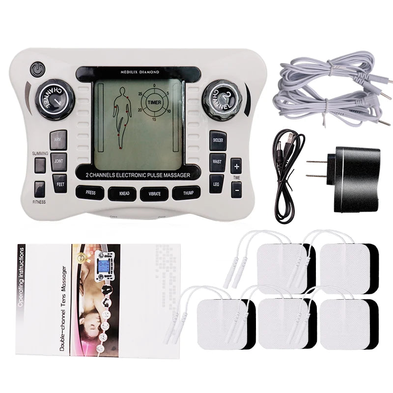 Electronic Pulse Massager Tens Ems Macchina per il massaggio del muscolo elettrico del nervo stimolatore Agopuntura Fat Burner Sollievo dal dolore