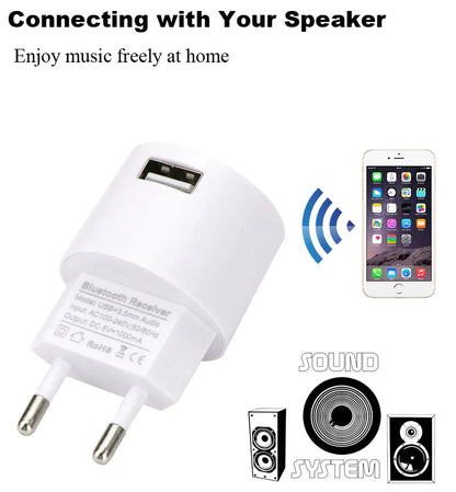 AC 110V 220V Adattatore audio Caricatore da parete USB Adattatore per ricevitore wireless Bluetooth 3.5MM AUX V5.0 Ricevitore audio EU US Plug