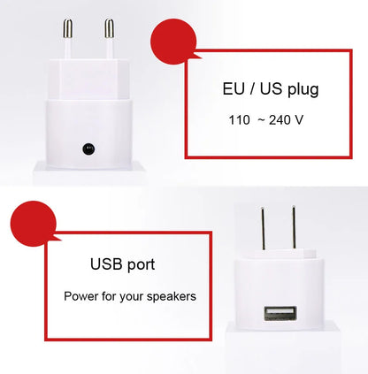 AC 110V 220V Adattatore audio Caricatore da parete USB Adattatore per ricevitore wireless Bluetooth 3.5MM AUX V5.0 Ricevitore audio EU US Plug