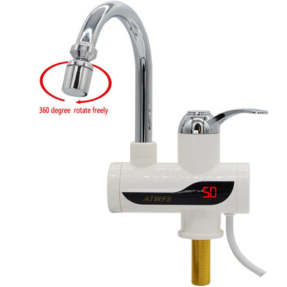 Scaldabagno istantaneo ATWFS da 3000 W senza serbatoio, rubinetto elettrico per acqua calda, rubinetto da cucina con indicatore di temperatura