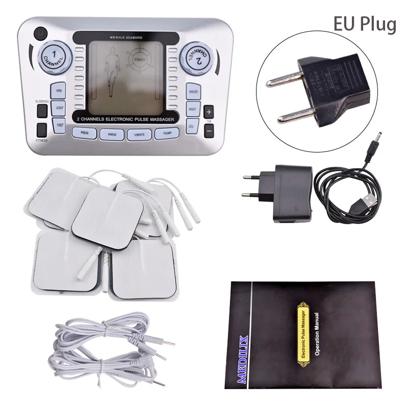 Electronic Pulse Massager Tens Ems Macchina per il massaggio del muscolo elettrico del nervo stimolatore Agopuntura Fat Burner Sollievo dal dolore