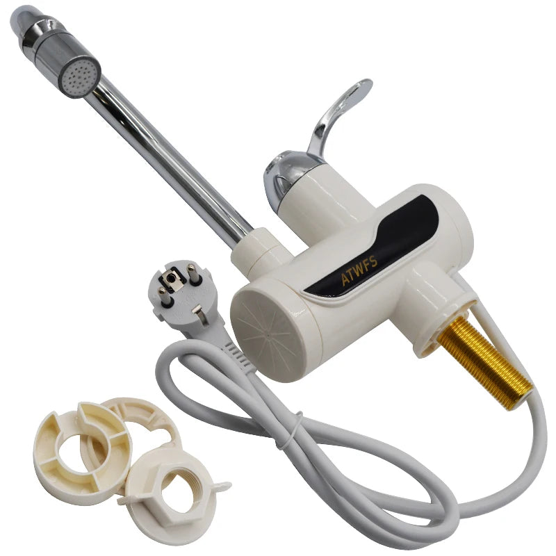 Scaldabagno istantaneo ATWFS da 3000 W senza serbatoio, rubinetto elettrico per acqua calda, rubinetto da cucina con indicatore di temperatura
