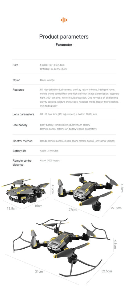 G6 Pro GPS Drone Professionale 8K HD Doppia Fotocamera Fotografia Aerea Onnidirezionale Evitamento Ostacoli Quadrotor RC Distanza 5KM