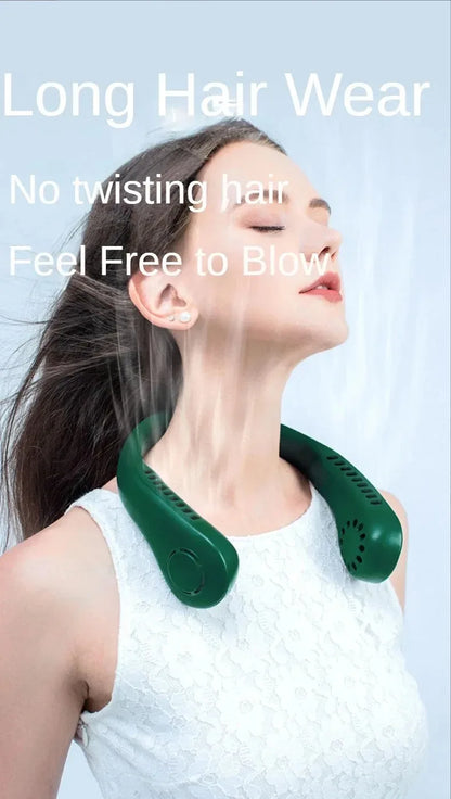 Hanging Neck Fan Convenient Small Fan Can Be Freely Adjusted Mini Small USB Charging Leafless Large Wind Hanging Neck Outdoors