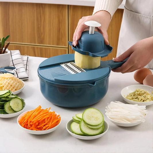 Taglierina per verdure 9 in 1, multifunzionale, tagliapatate a pezzetti, affettatrice, grattugia, utensili da cucina, accessori, utensili