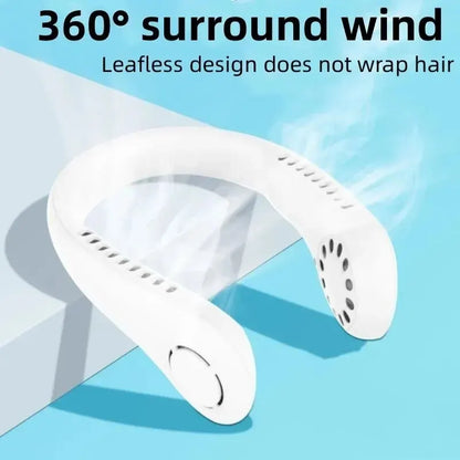 Ventilatore portatile da appendere al collo raffreddato ad aria per mini casa estiva, per sport all'aria aperta, corsa, viaggi senza lame, cinturino da collo USB indossabile