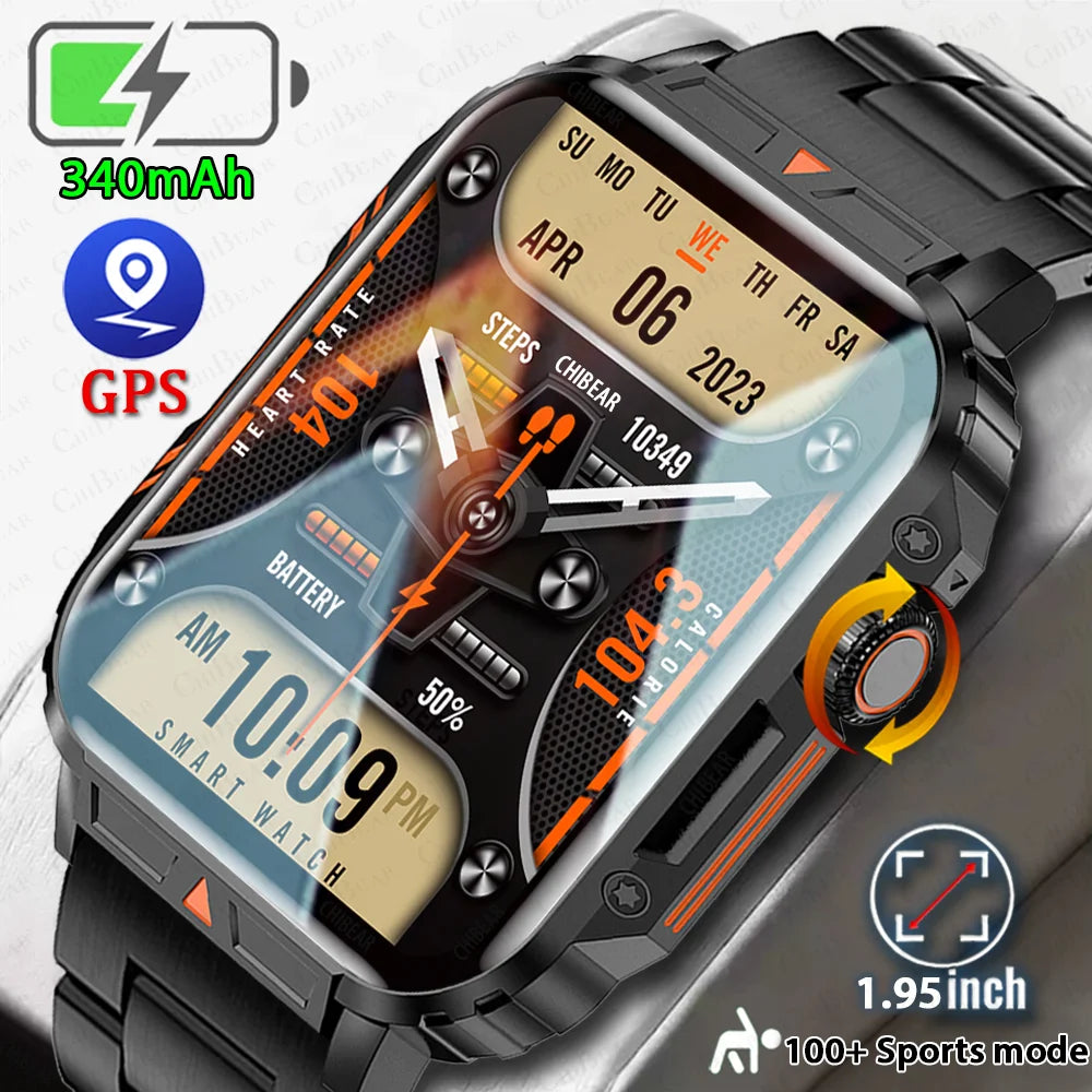 2024 Nuovo uomo militare all'aperto 1.95 Smart Watch uomini bluetooth chiamata smartwatch uomini per android ios ip68 impermeabile ftiness orologi