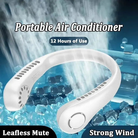 Ventilatore portatile da appendere al collo raffreddato ad aria per mini casa estiva, per sport all'aria aperta, corsa, viaggi senza lame, cinturino da collo USB indossabile