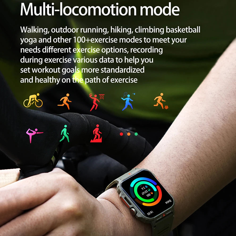 2024 Nuovo uomo militare all'aperto 1.95 Smart Watch uomini bluetooth chiamata smartwatch uomini per android ios ip68 impermeabile ftiness orologi