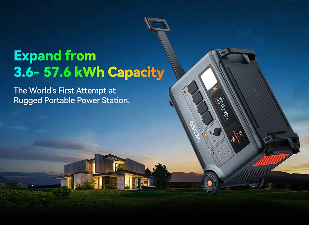 Blackview Oscal PowerMax 3600 Rugged Power Station 3600Wh to 57600Wh LiFePO4 Battery 14 outlet Light Modes Morse Code Signal