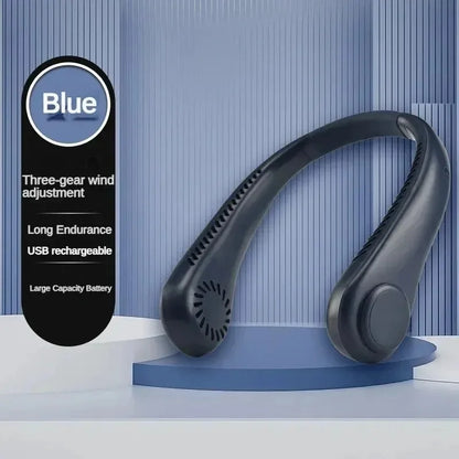 Hanging Neck Fan Convenient Small Fan Can Be Freely Adjusted Mini Small USB Charging Leafless Large Wind Hanging Neck Outdoors