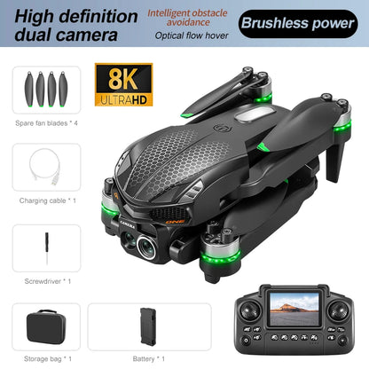 Drone S168 controllato da schermo, flusso luminoso brushless EEC 8K ad alta definizione, evitamento ostacoli su quattro lati, elicottero leggero FPV