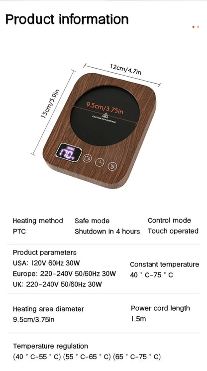 220V/ 110V Scalda Tazza Latte Riscaldamento Pad Tazza di caffè Sottobicchieri Smart Electric Beverage Warmer Insulat 3 ingranaggi regolabile ufficio casa