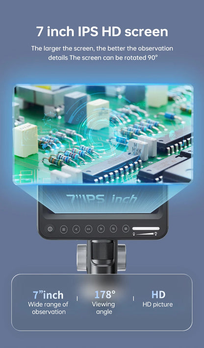 1600X Microscopio digitale 12MP Microscopi video elettronici 7 pollici IPS schermo microscopio di saldatura con 28 LED con Windows/ Mac
