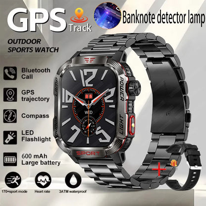 Nuovo per Huawei Xiaomi Militare GPS Smart Watch Uomini Torcia elettrica Bussola impermeabile all'aperto Sport Tracker Bluetooth Chiamata Smartwatch