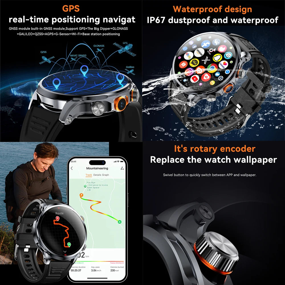 5G/4G Full Network Smart Watch 680*680 HD AMOLED 1100mah Video Call 500W Camera 8GB+128GB RAM GPS NFC WIFI Google APP Smartwatch