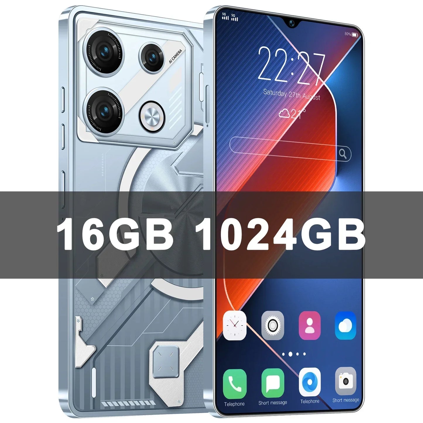 NUOVO smartphone Pova 9S Pro 2025 5G 7,3 pollici HD 22G+2TB Telefono cellulare Dual SIM Telefoni cellulari 50+108MP 7000mAh Android 14 sbloccato NFC