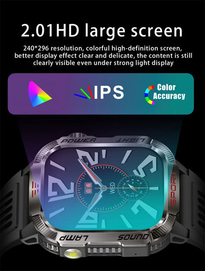 Nuovo per Huawei Xiaomi Militare GPS Smart Watch Uomini Torcia elettrica Bussola impermeabile all'aperto Sport Tracker Bluetooth Chiamata Smartwatch