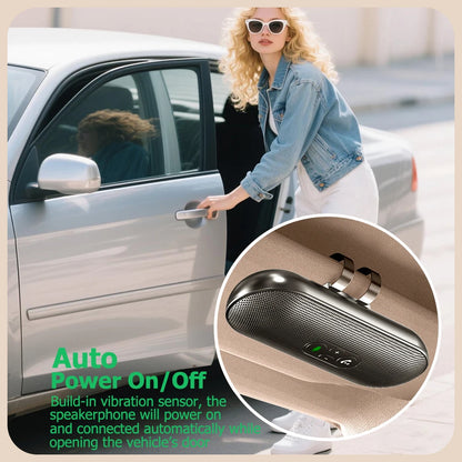 Kit Bluetooth 5.4 per auto vivavoce 6W, vivavoce solare, altoparlante, lettore MP3, ricevitore musicale wireless con assistente vocale