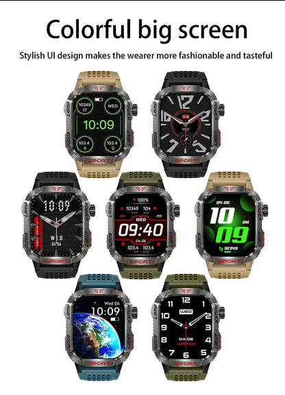 Nuovo per Huawei Xiaomi Militare GPS Smart Watch Uomini Torcia elettrica Bussola impermeabile all'aperto Sport Tracker Bluetooth Chiamata Smartwatch