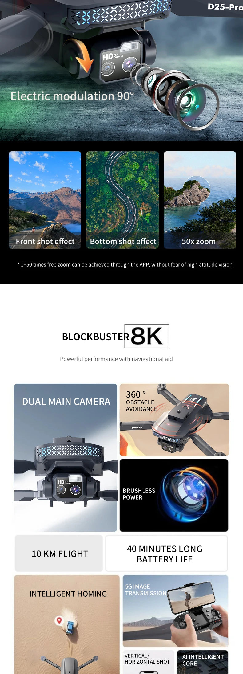 DWI Nuovo con telecomando a schermo D25-PRO MAX Drone GPS 5G WIFI 8k HD Telecamera professionale Droni FPV RC Quadcopter Elicottero