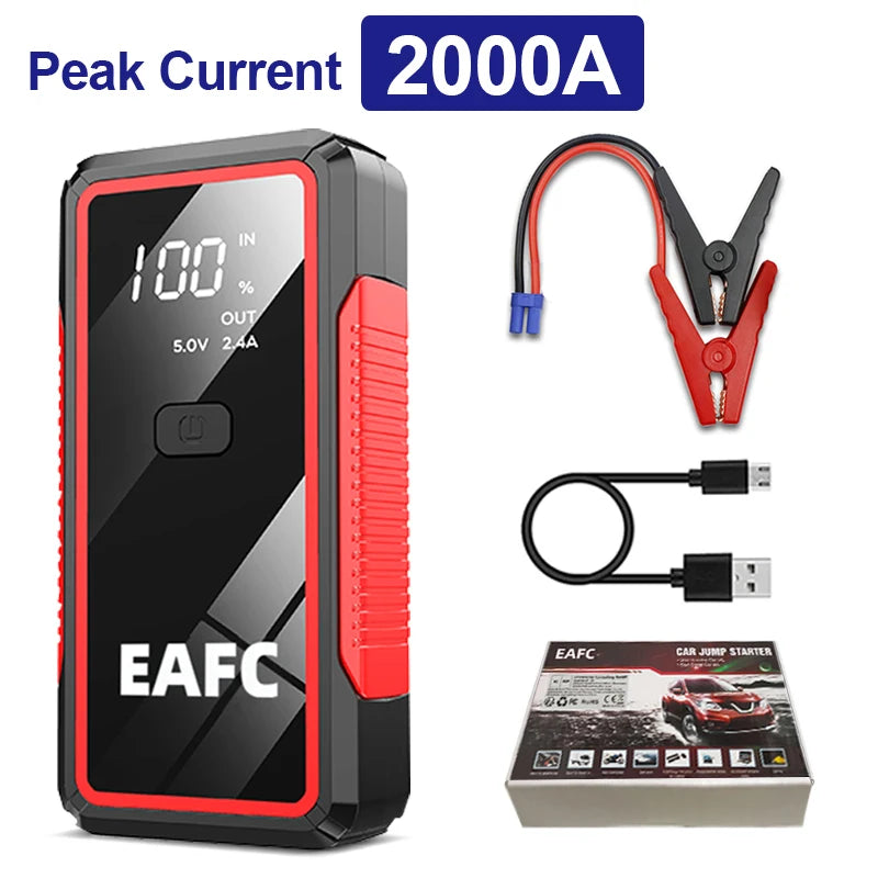Avviatore di emergenza per auto 2000A/1200A/600A, dispositivo di avviamento di emergenza portatile Power Bank Booster per benzina e diesel