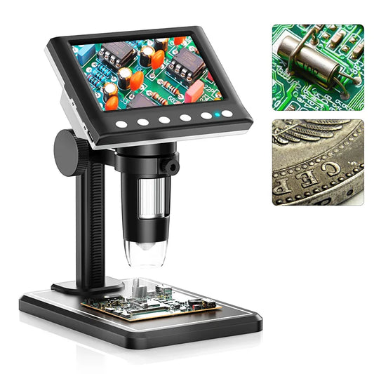 RIEVBCAU DM7 4.3' Microscopio digitale 1000X Coin Microscope 1080P Video Microscope per la saldatura degli adulti con 8 LED Dropshipping