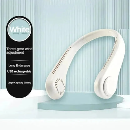 Ventilatore portatile da appendere al collo raffreddato ad aria per mini casa estiva, per sport all'aria aperta, corsa, viaggi senza lame, cinturino da collo USB indossabile