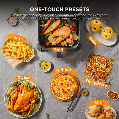 Midea XXL Air Fryer 9 L, 8-in-1, camere extra larghe, max 200 °C, friggitrice senza olio, grigliare, cuocere al forno, arrostire, MAD85F9BPK