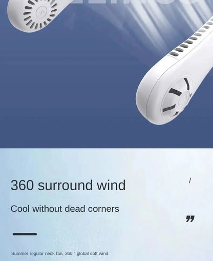 Ventilatore portatile da appendere al collo raffreddato ad aria per mini casa estiva, per sport all'aria aperta, corsa, viaggi senza lame, cinturino da collo USB indossabile