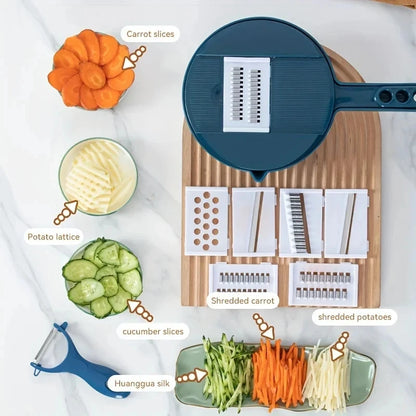 Taglierina per verdure 9 in 1, multifunzionale, tagliapatate a pezzetti, affettatrice, grattugia, utensili da cucina, accessori, utensili