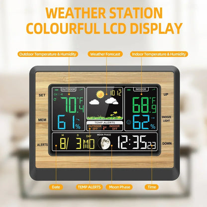 Stazione di Previsione del Tempo Schermo a Colori Digitale Termometro Igrometro Indoor Outdoor Temperatura Misuratore di umidità